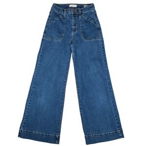 Harper Heritage High Rise Wide Leg Crop Jeans Dark Wash Blue 26 70s boho bell